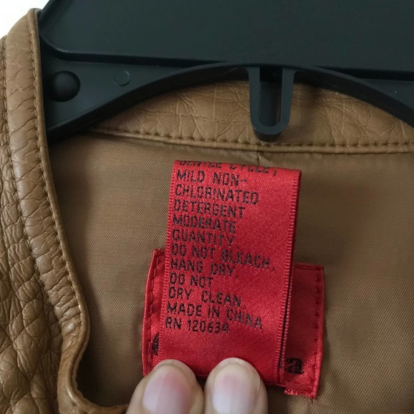 V Cristina Jacket Womens Medium Brown Camel Faux Leather Studded Textured - Picture 7 of 12